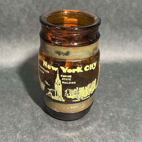 Vintage Rare Brown Glass 1970s New York City Shot Glass‎ Rusty - Picture 2 of 10